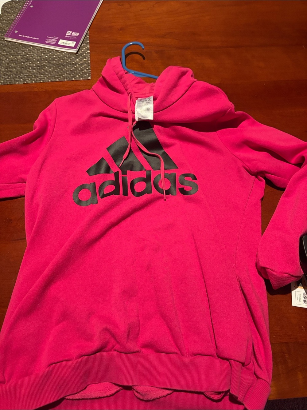 adidas Pink Hoodie with Black Logo